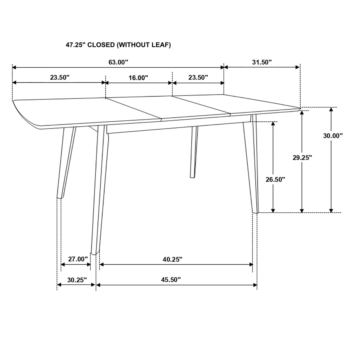 Alfredo 63-inch Extension Leaf Dining Table Natural Walnut