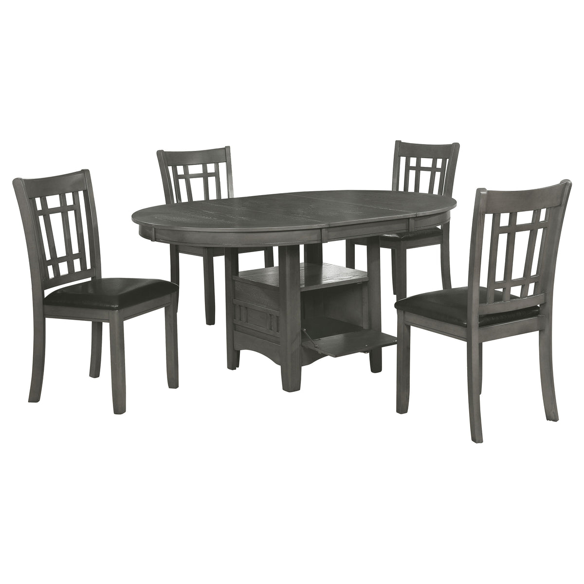 Lavon 5-piece Oval Extension Leaf Dining Set - Medium Grey
