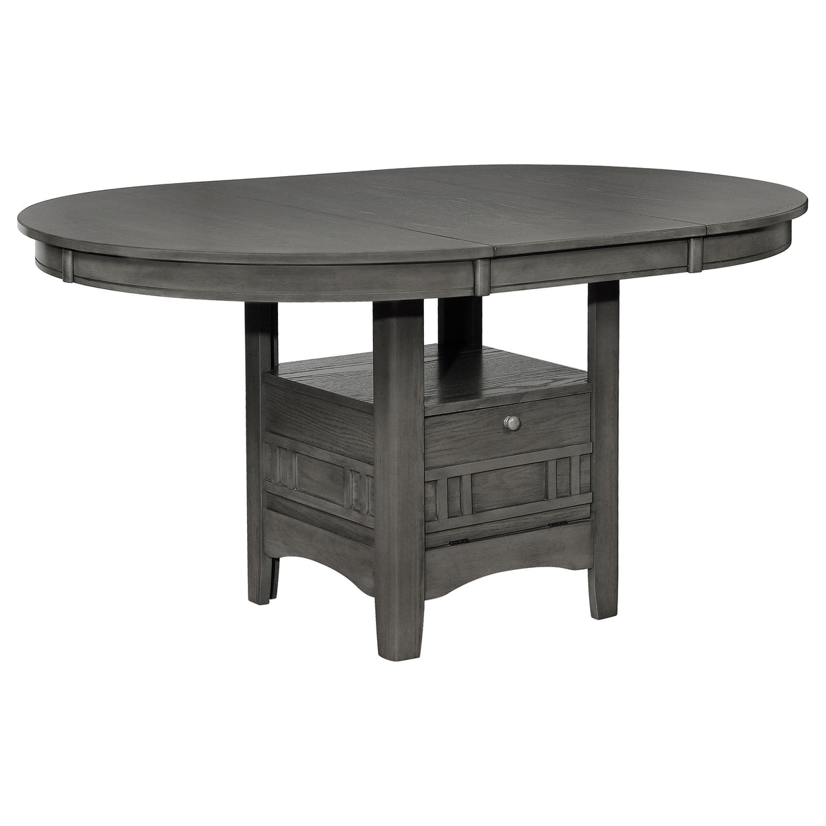 Lavon Oval 60-inch Wood Extension Leaf Dining Table - Medium Grey