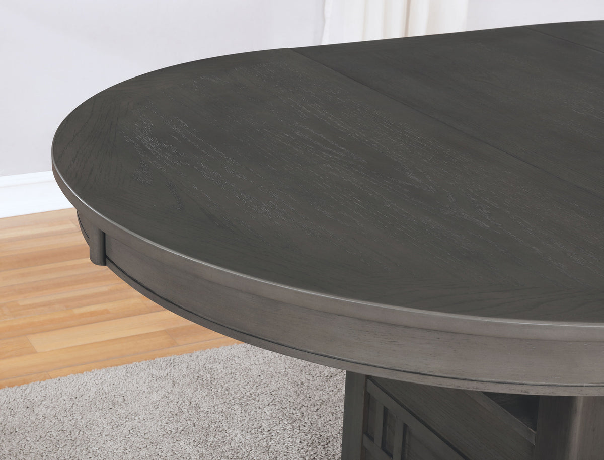 Lavon Oval 60-inch Wood Extension Leaf Dining Table - Medium Grey