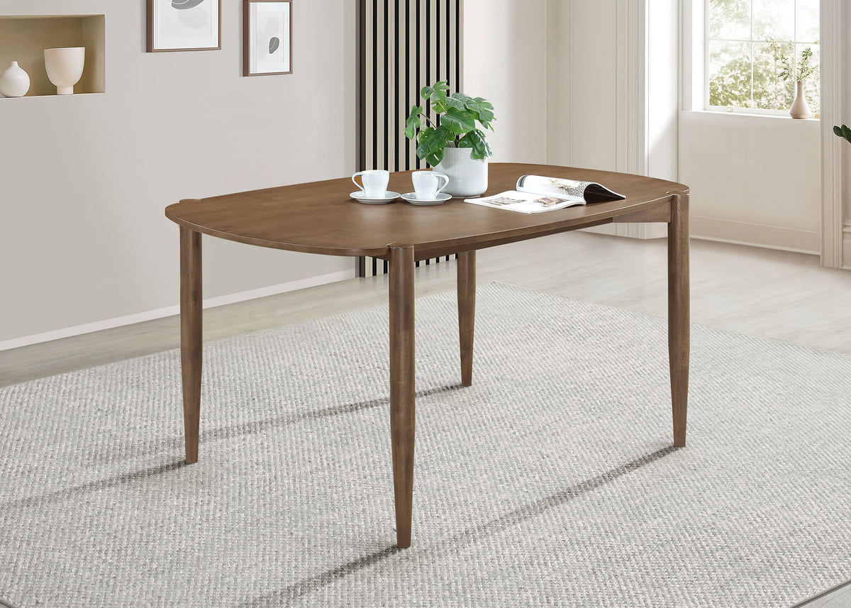 Dortch 63-inch Oval Rubberwood Dining Table with Tapered Legs Walnut