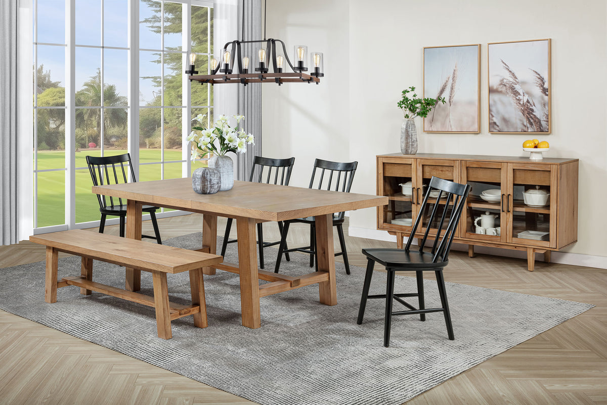 Middleton 6-piece Extension Leaf Dining Set Brown - Natural and Black