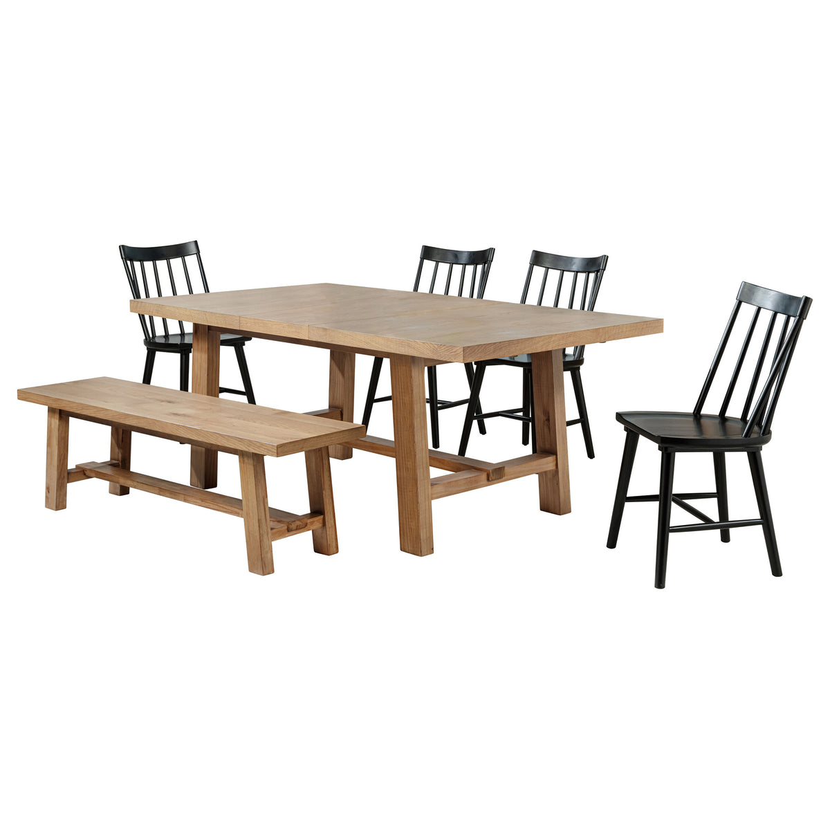 Middleton 6-piece Extension Leaf Dining Set Brown - Natural and Black