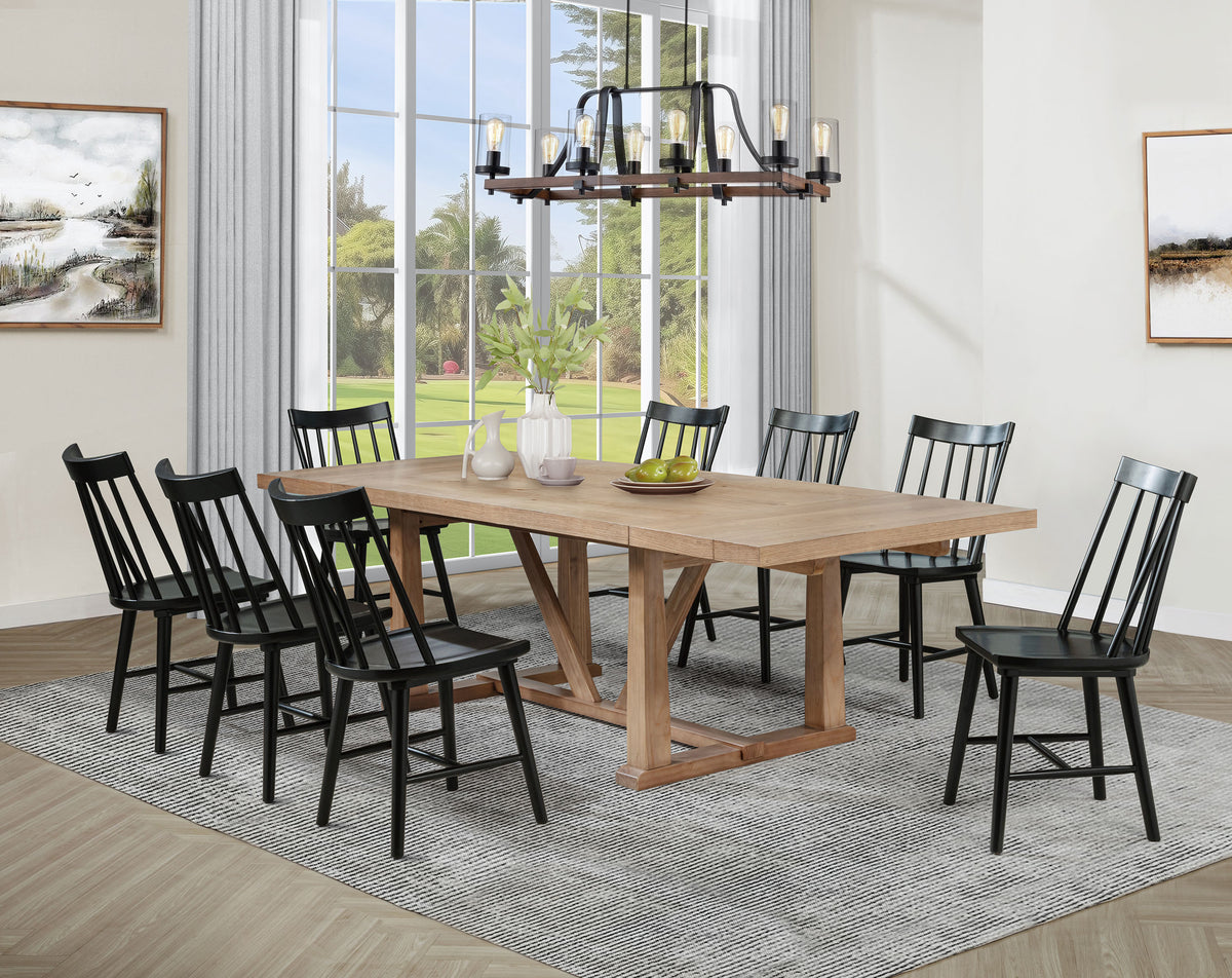 Middleton 9-piece Extension Leaf Dining Set Brown - Natural and Black