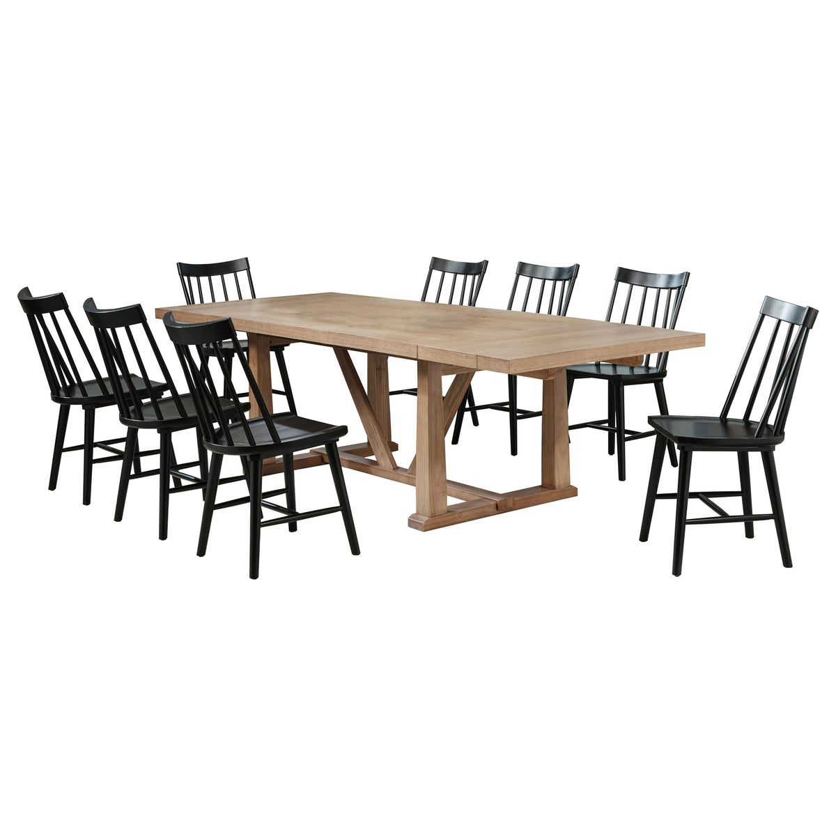 Middleton 9-piece Extension Leaf Dining Set Brown - Natural and Black