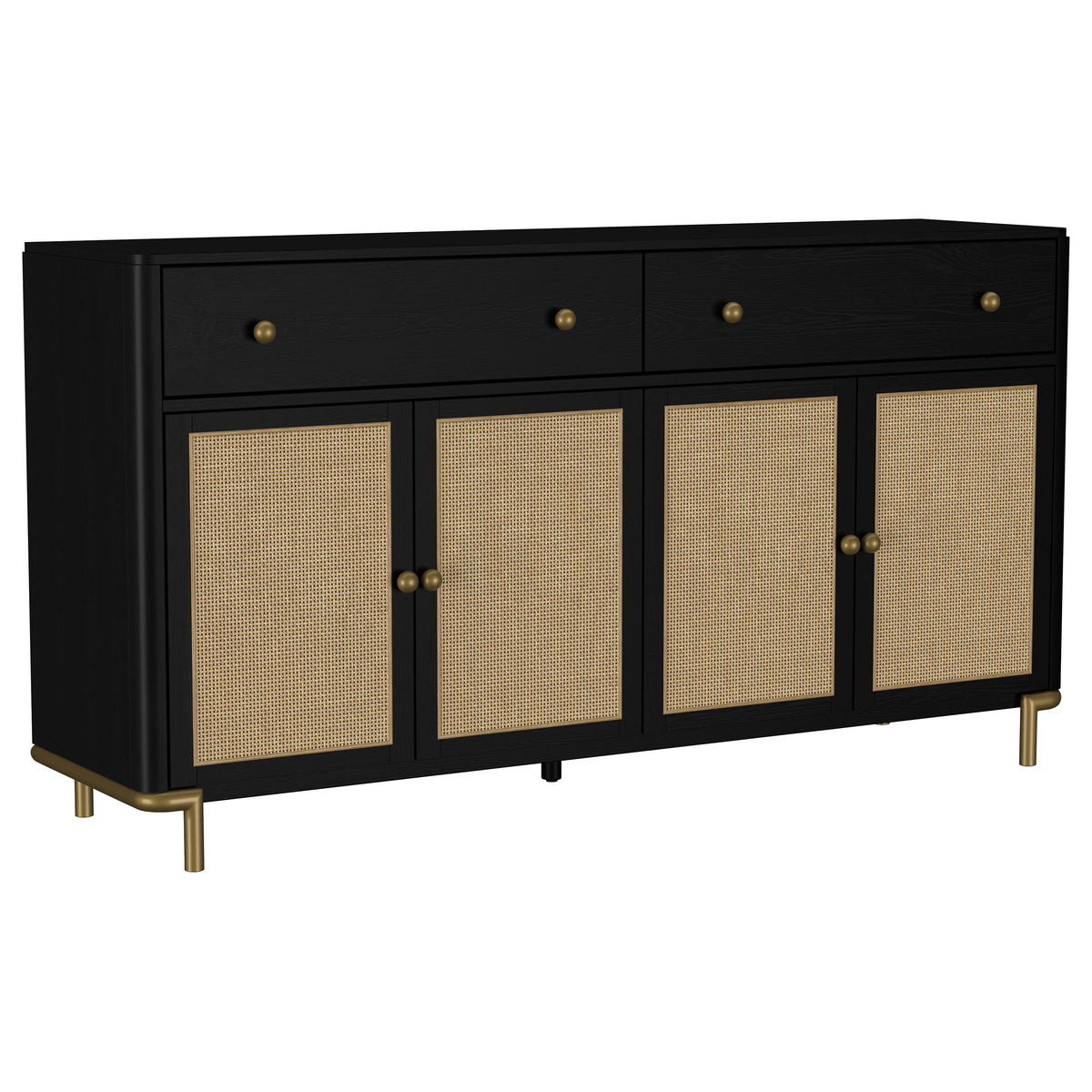 Arini 2-drawer Cane Door Dining Sideboard Server - Black