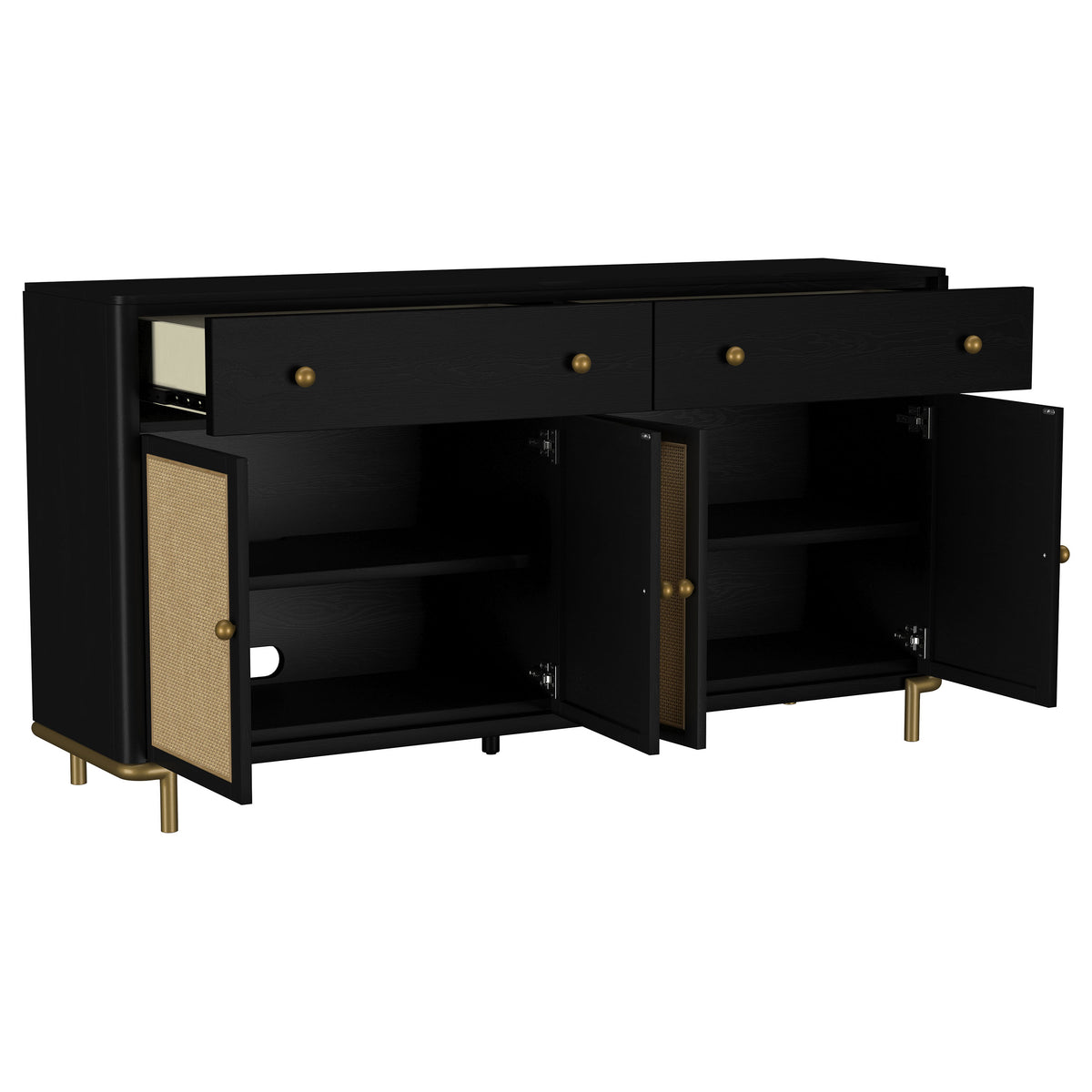 Arini 2-drawer Cane Door Dining Sideboard Server - Black