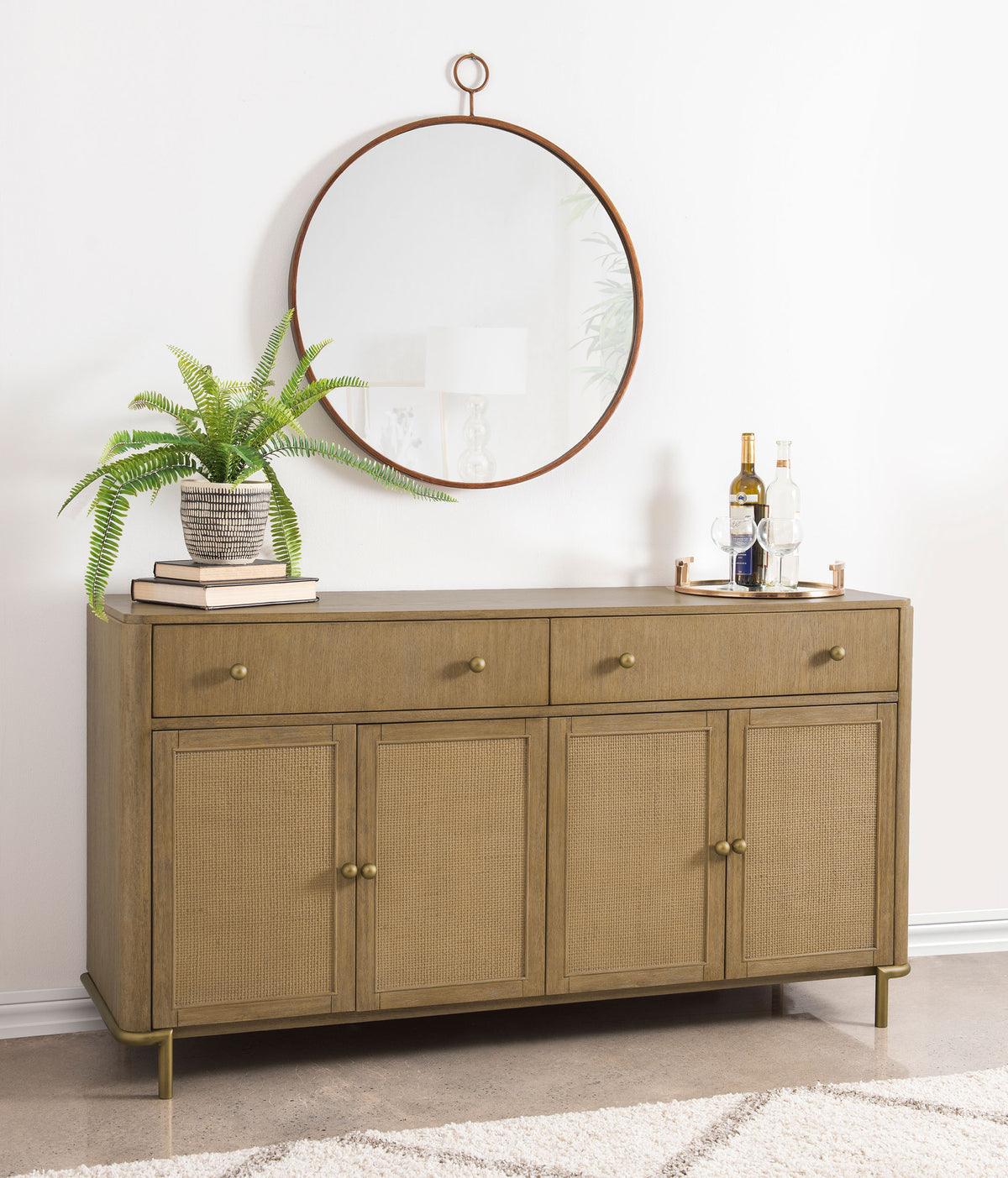 Arini 2-drawer Cane Door Dining Sideboard Server - Sand Wash