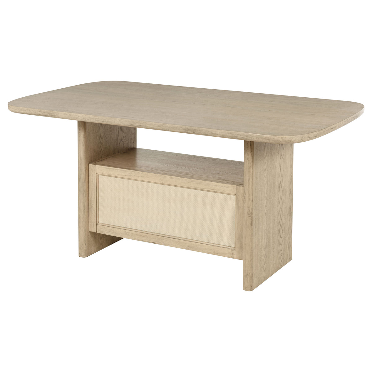 Kailani Cane Counter Height Storage Dining Table Beige Oak