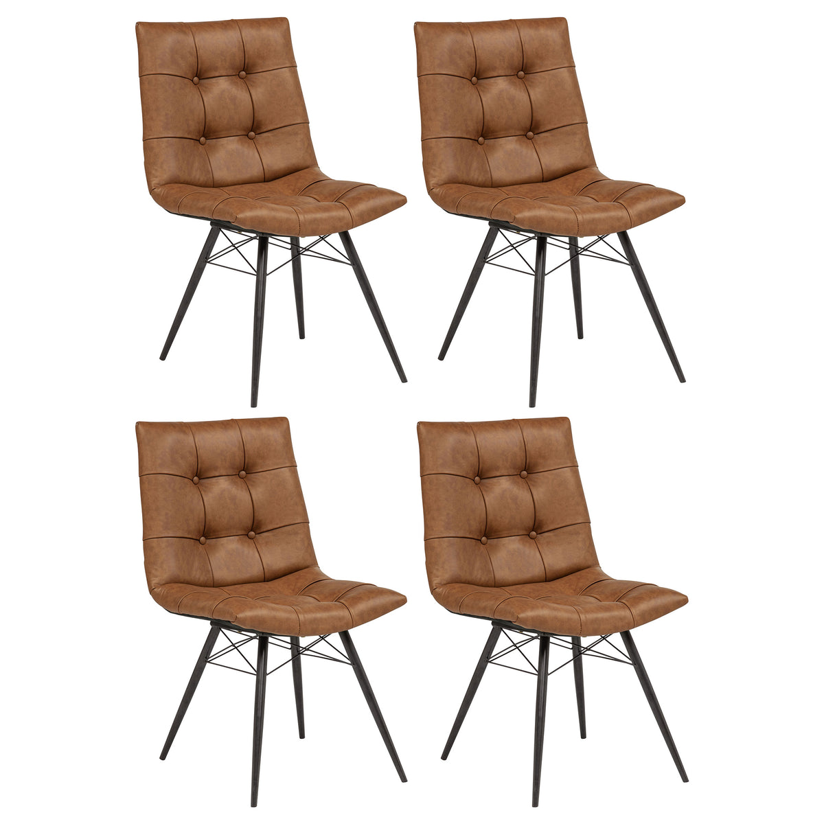 Aiken Faux Leather Upholstered Dining Side Chair (Set of 4) - Saddle Brown
