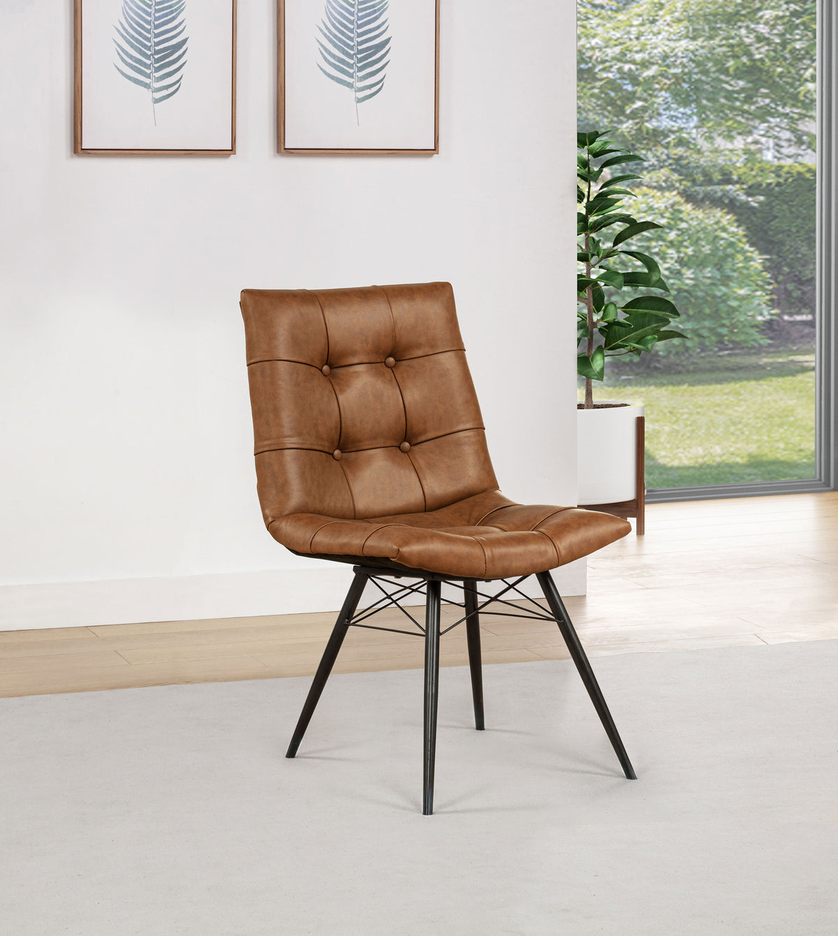 Aiken Faux Leather Upholstered Dining Side Chair (Set of 4) - Saddle Brown