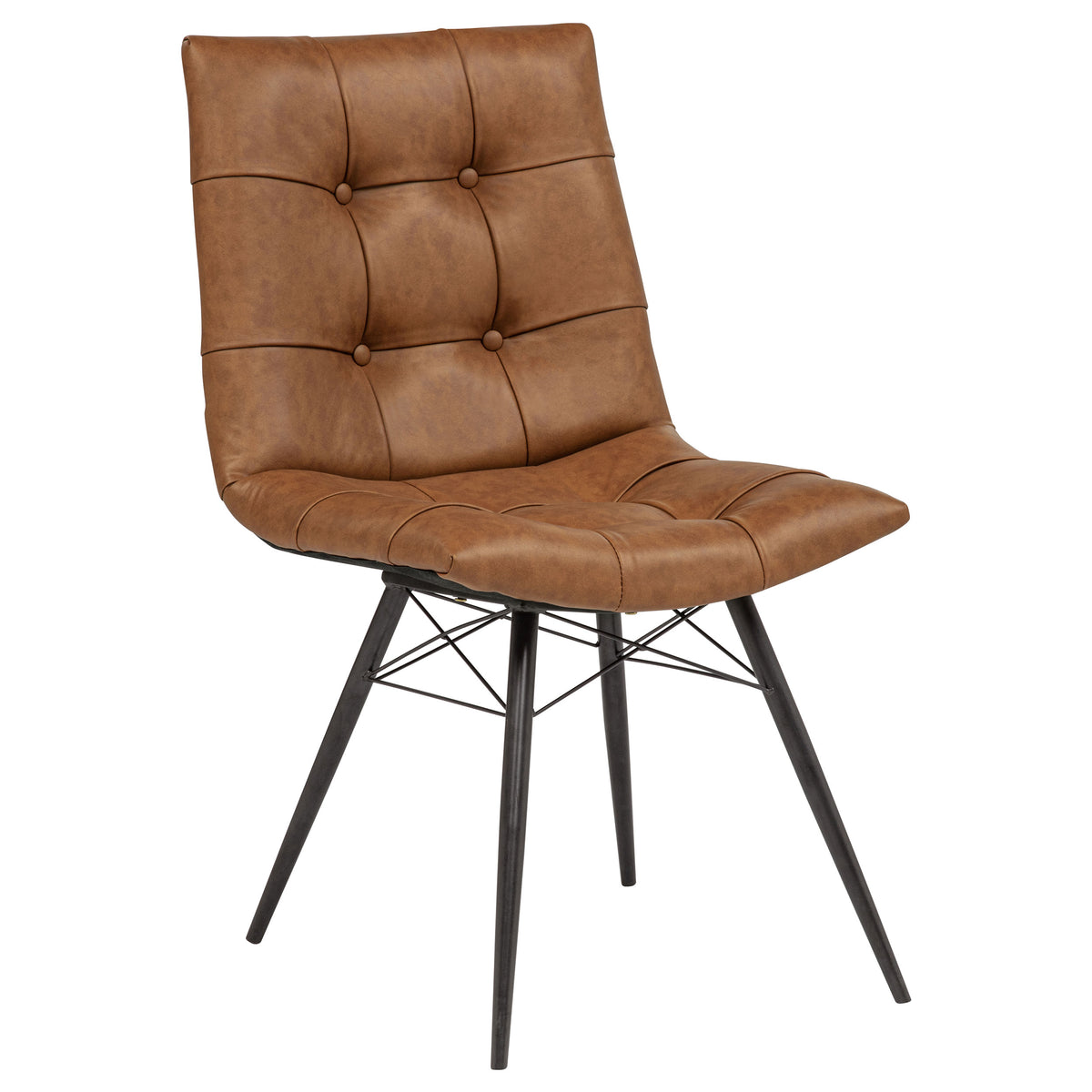 Aiken Faux Leather Upholstered Dining Side Chair (Set of 4) - Saddle Brown