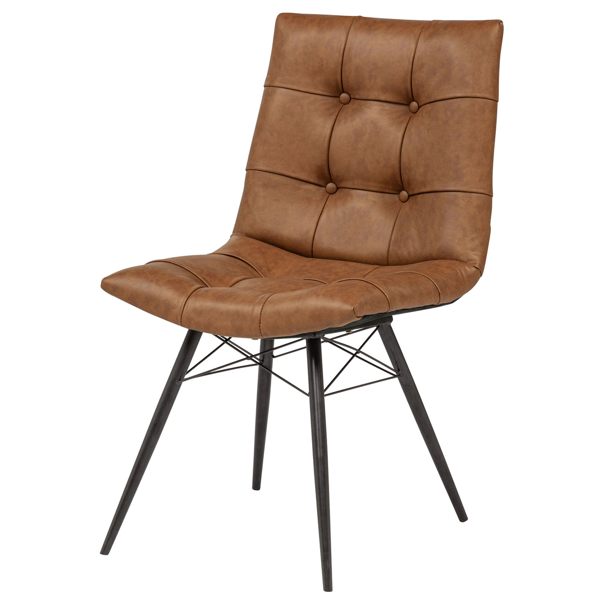 Aiken Faux Leather Upholstered Dining Side Chair (Set of 4) - Saddle Brown