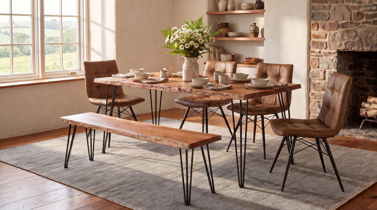 Aiken Faux Leather Upholstered Dining Side Chair (Set of 4) - Saddle Brown