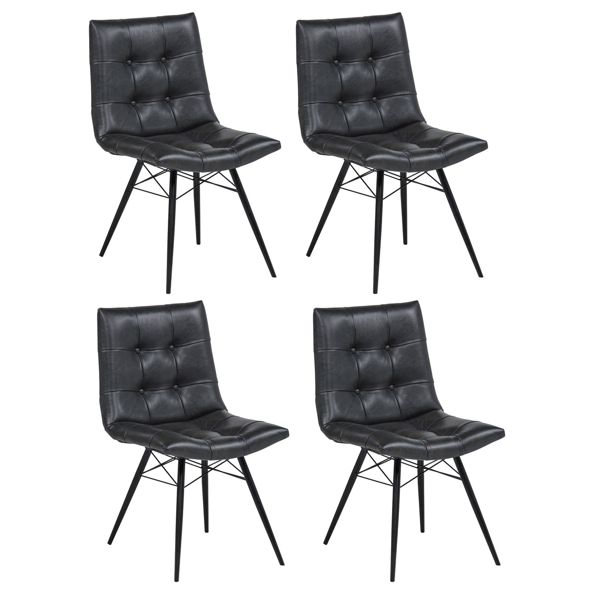 Aiken Faux Leather Upholstered Dining Side Chair (Set of 4) - Charcoal