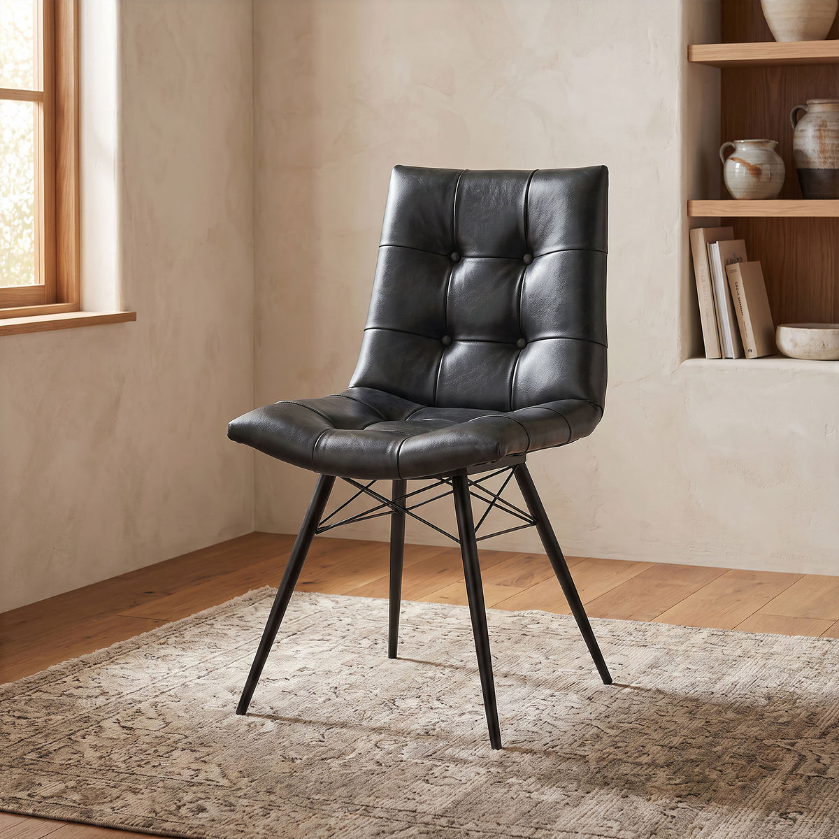 Aiken Faux Leather Upholstered Dining Side Chair (Set of 4) - Charcoal