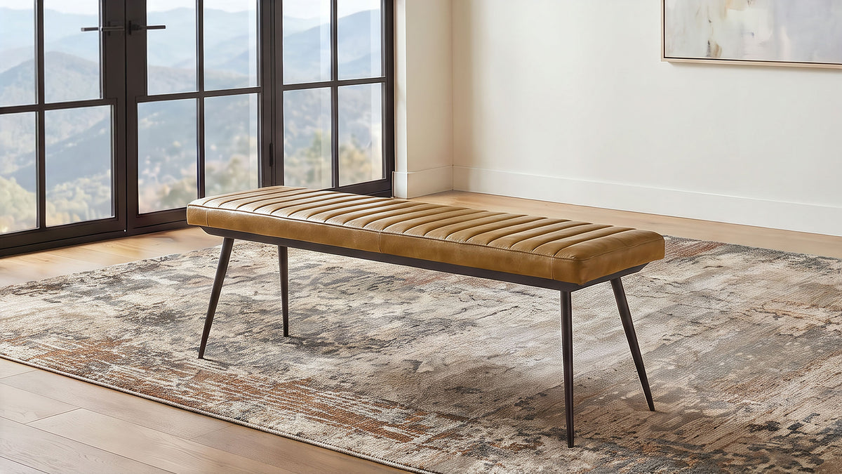 Misty Leather Upholstered Dining Bench Antique - Antique Camel