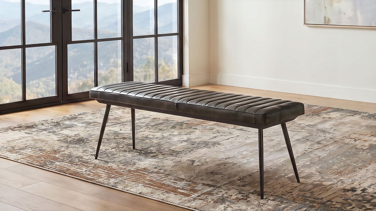Misty Leather Upholstered Dining Bench Antique - Antique Espresso