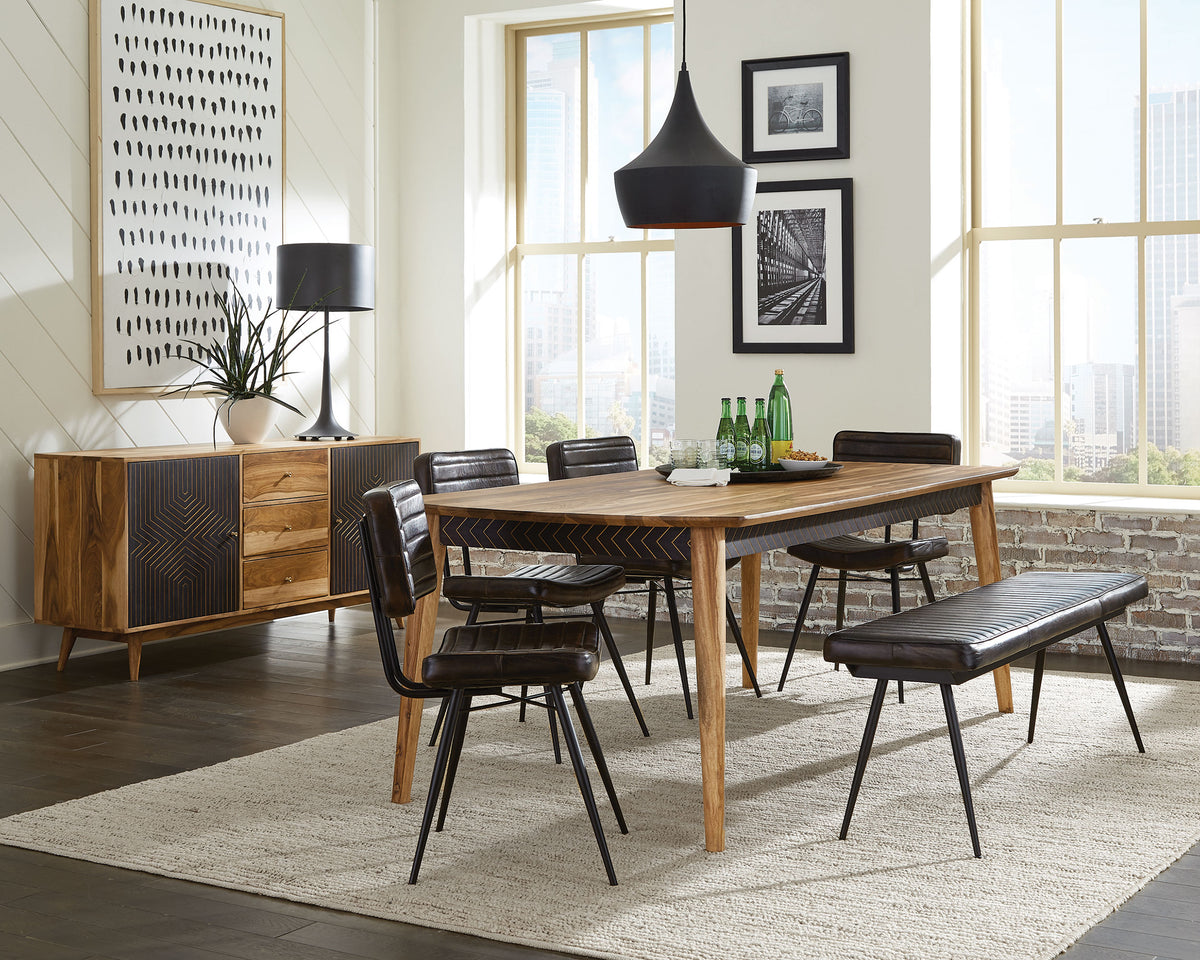 Misty Leather Upholstered Dining Bench Antique - Antique Espresso