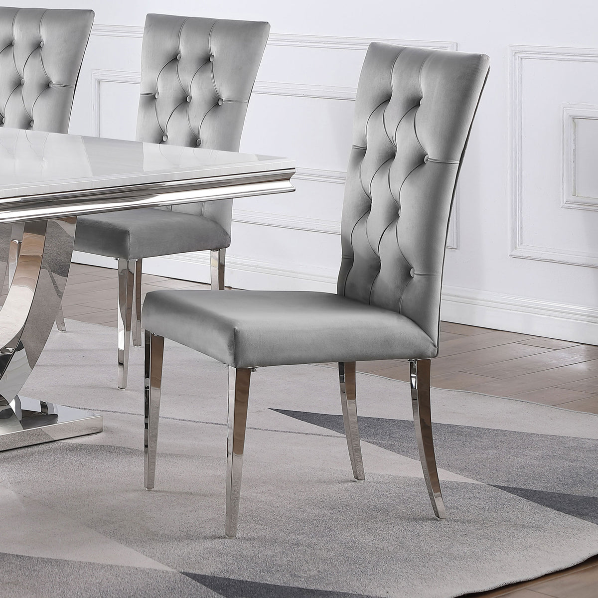Kerwin Velvet Upholstered Dining Side Chair Grey (Set of 2)