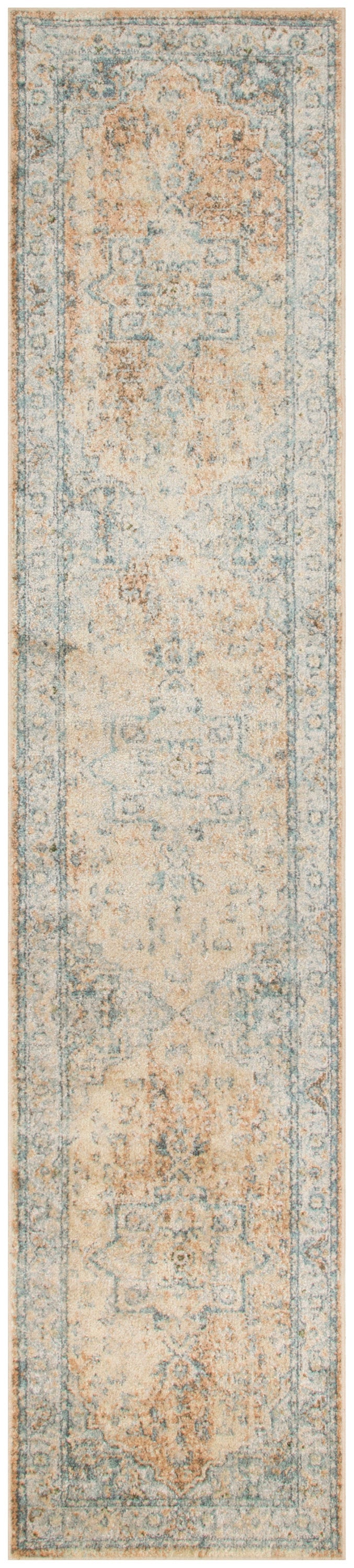 Astra Machine Washable ASW12 Beige Blue Rug - Runner