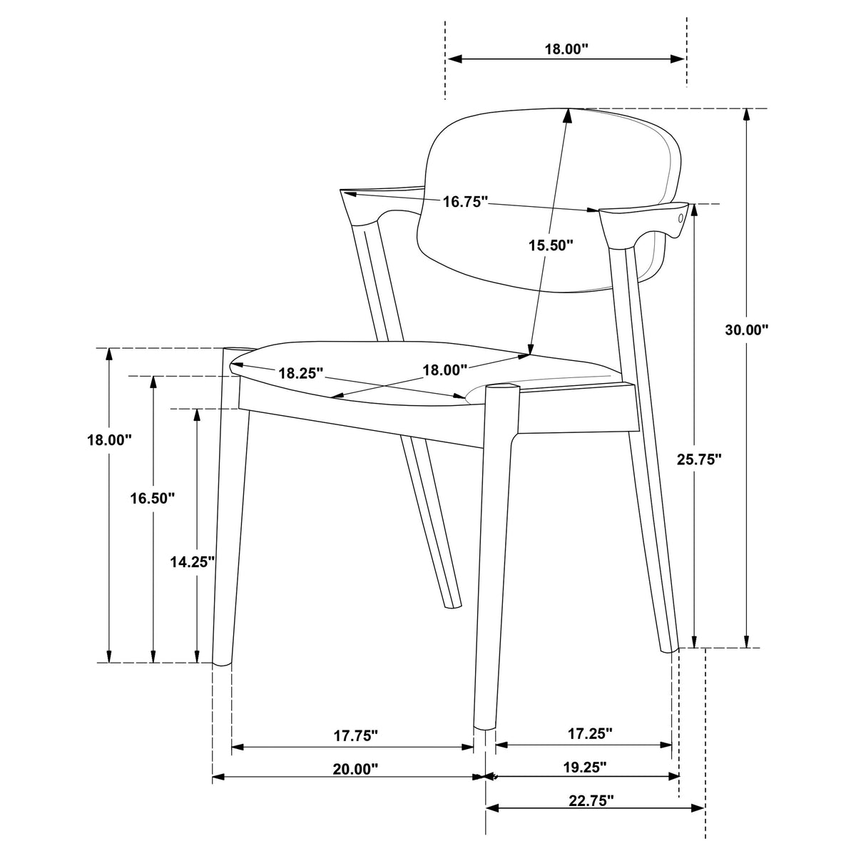 Stevie Padded Wood Dining Arm Chair Black (Set of 2)
