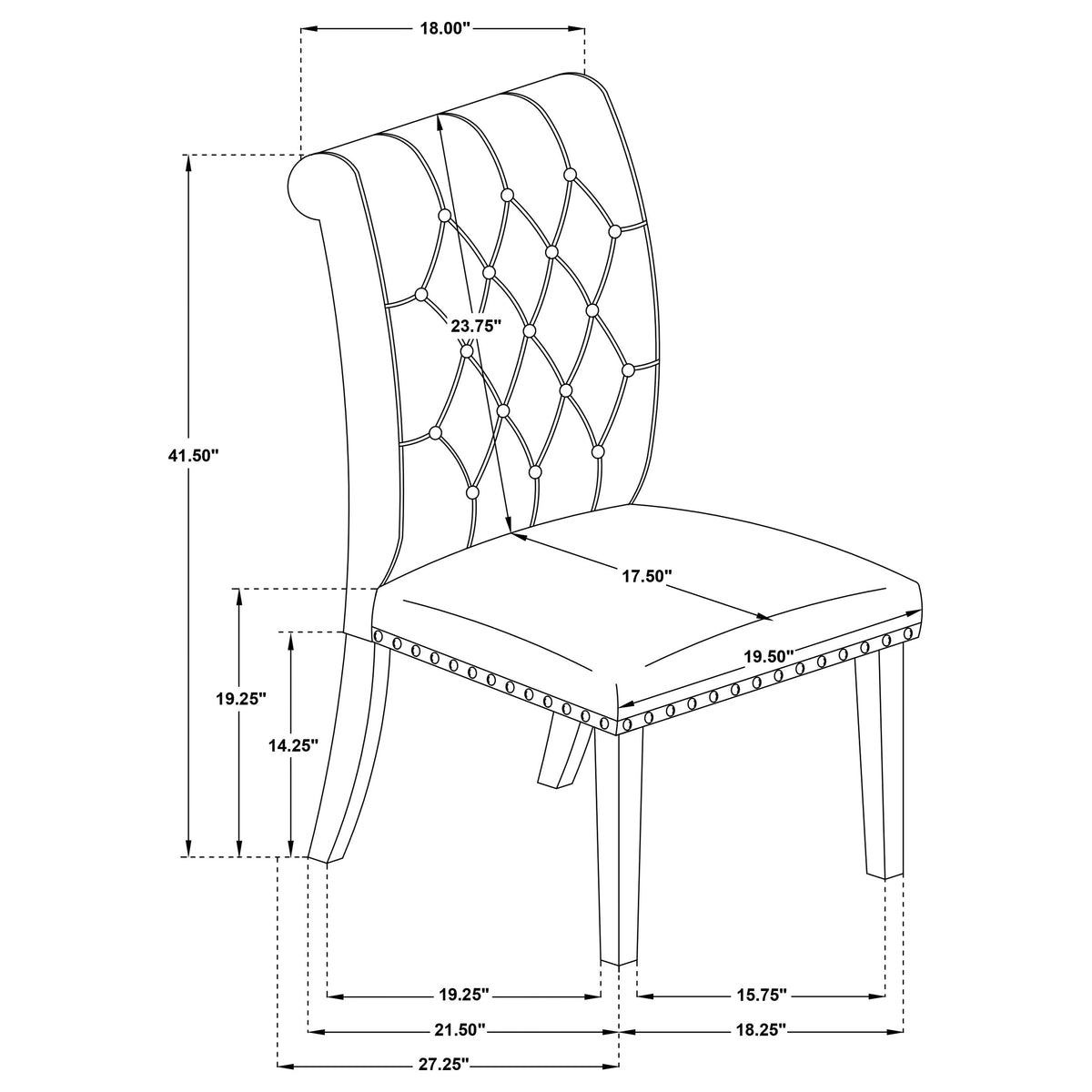 Alana Fabric Upholstered Dining Side Chair (Set of 2) - Grey
