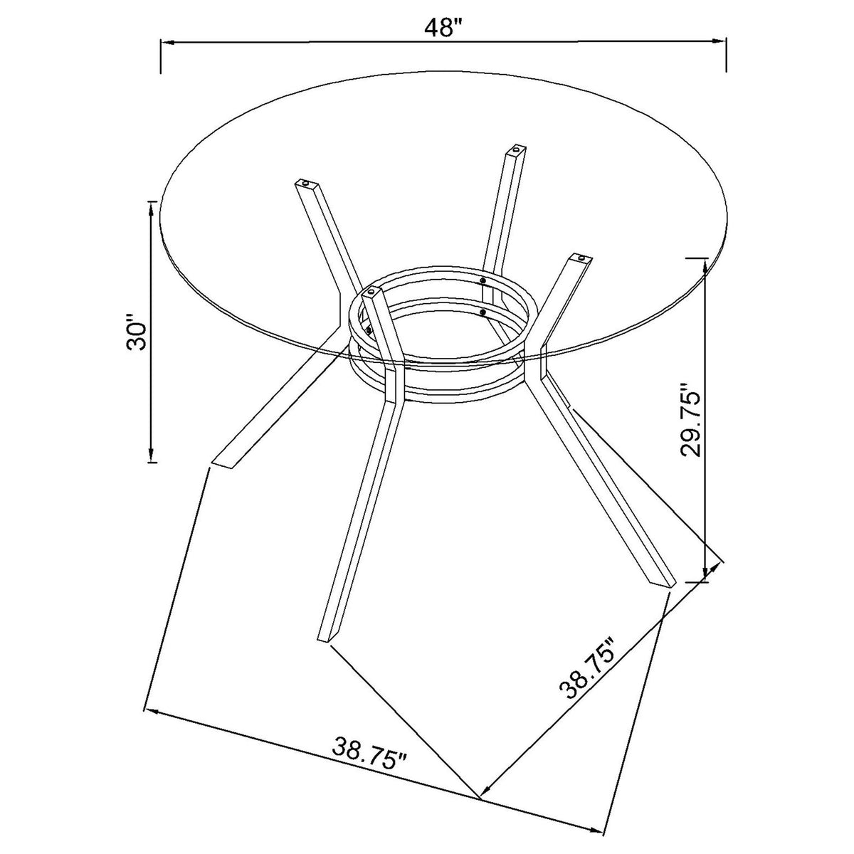 Steele Spoke Metal Dining Table Base - Chrome
