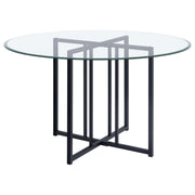 Pace 48-inch Round Glass Top Dining Table - Black