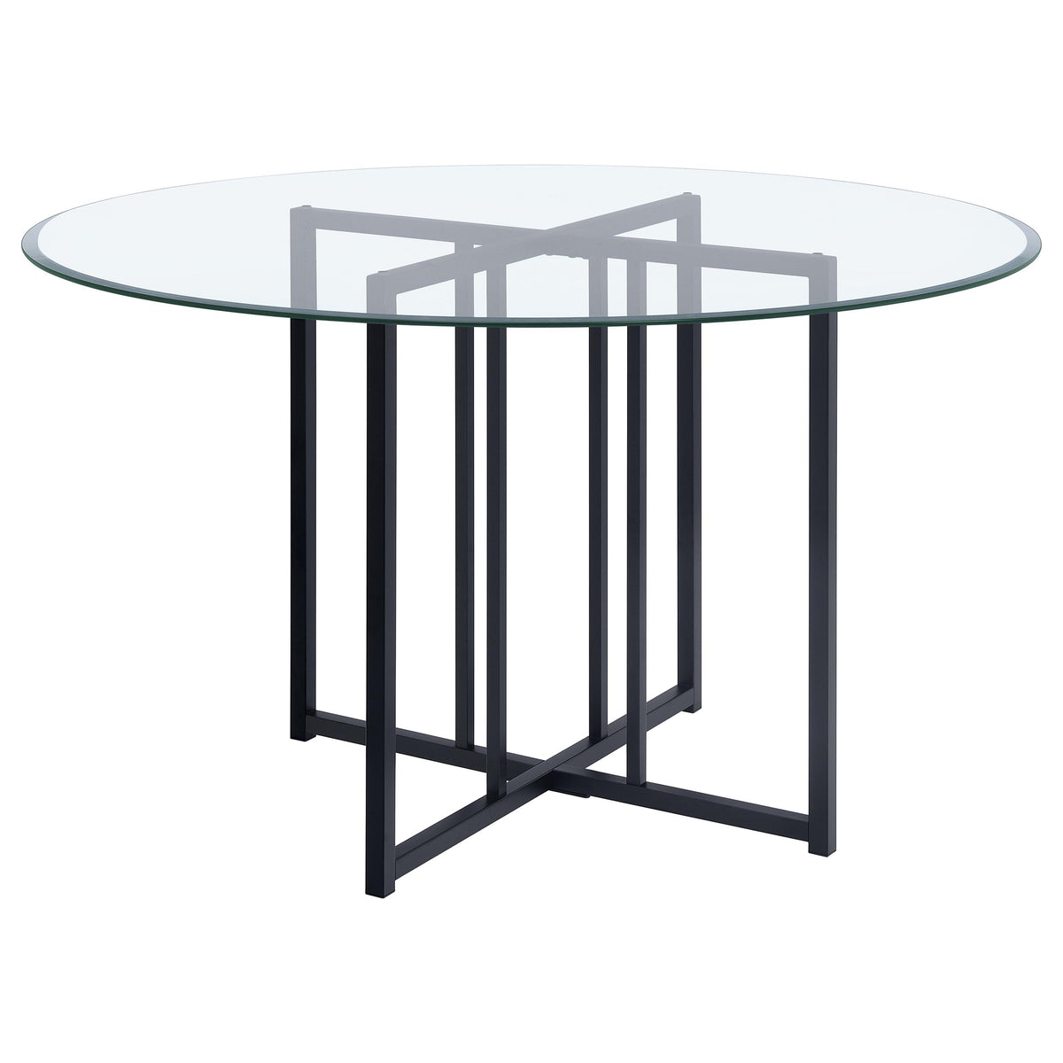Pace 48-inch Round Glass Top Dining Table - Black