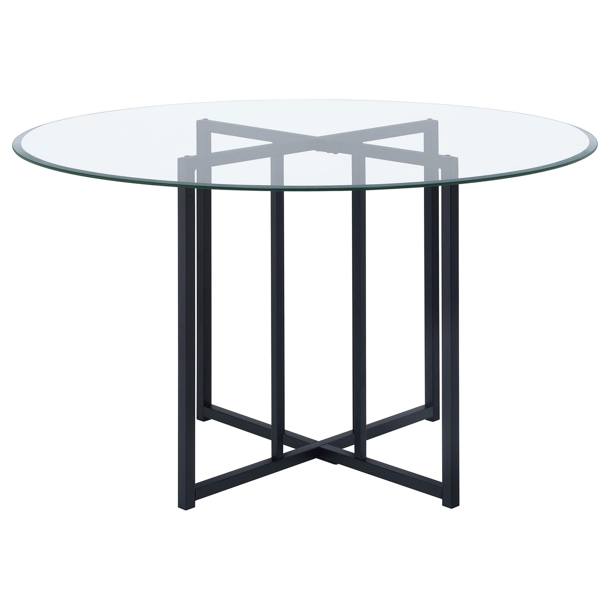 Pace 48-inch Round Glass Top Dining Table - Black