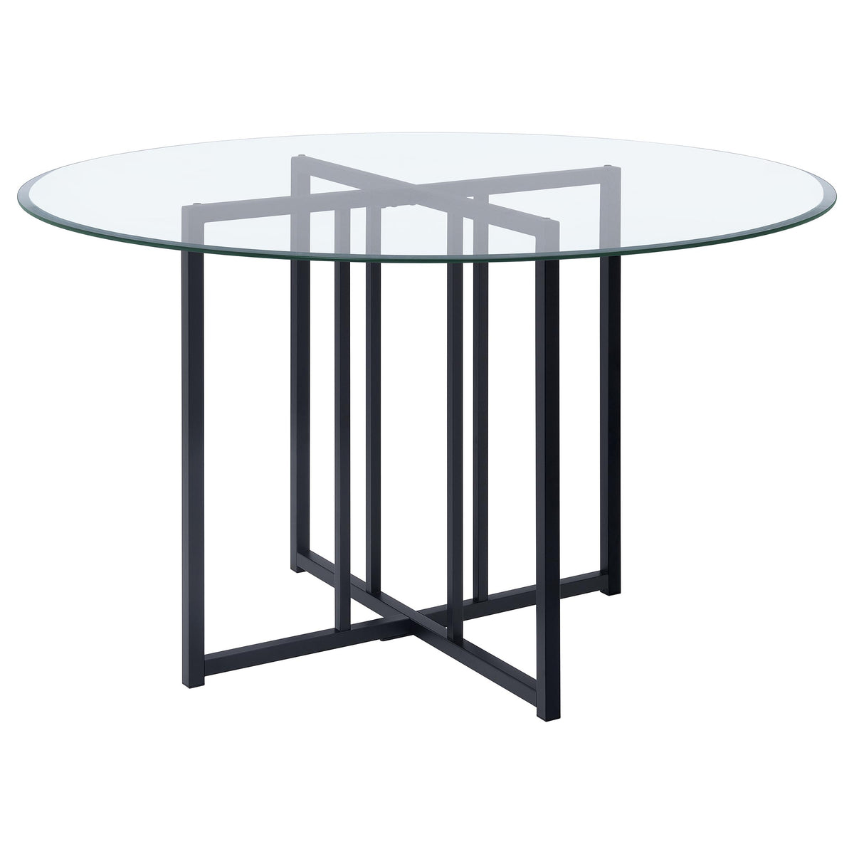 Pace 48-inch Round Glass Top Dining Table - Black