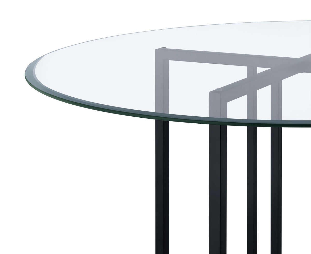 Pace 48-inch Round Glass Top Dining Table - Black