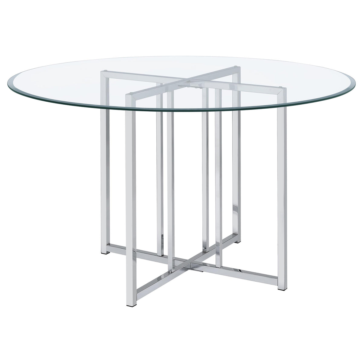 Pace 48-inch Round Glass Top Dining Table - Chrome