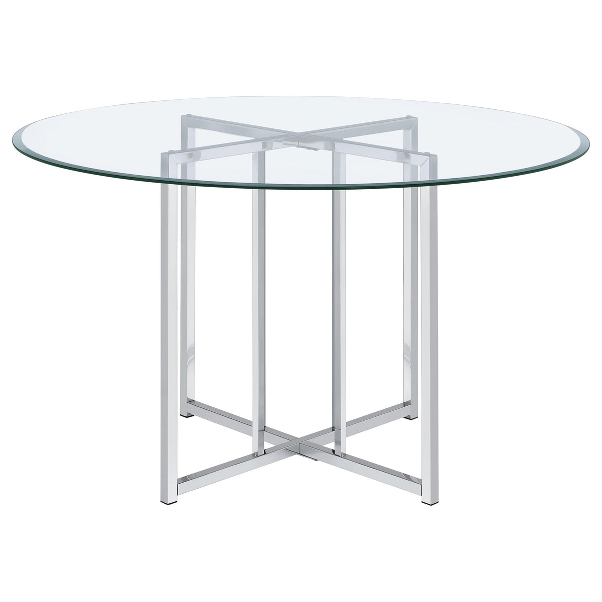 Pace 48-inch Round Glass Top Dining Table - Chrome