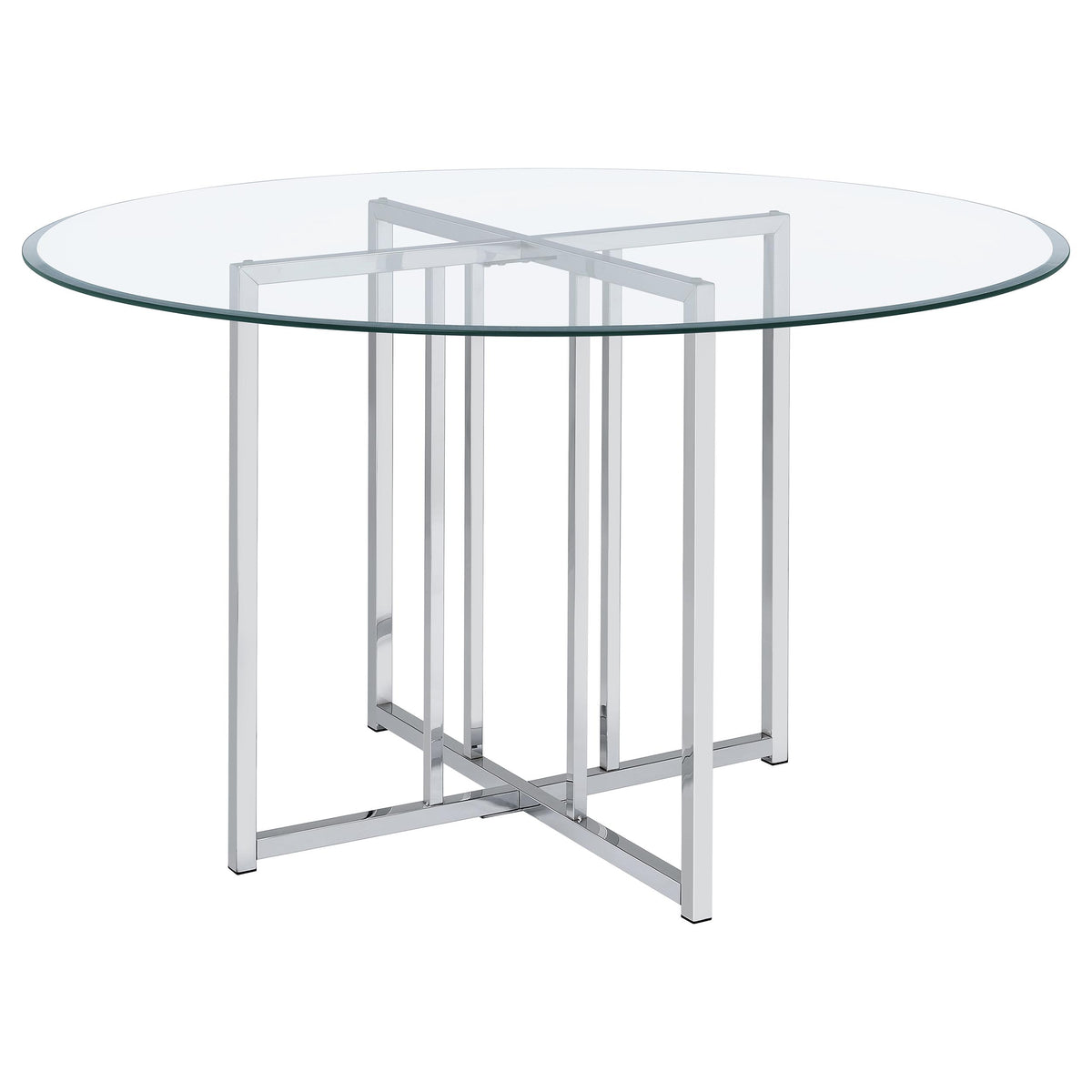 Pace 48-inch Round Glass Top Dining Table - Chrome