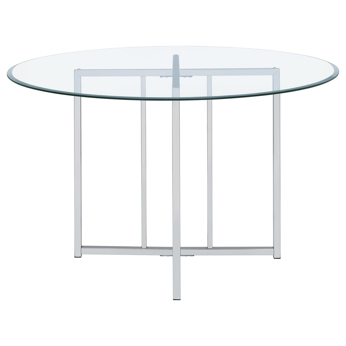 Pace 48-inch Round Glass Top Dining Table - Chrome