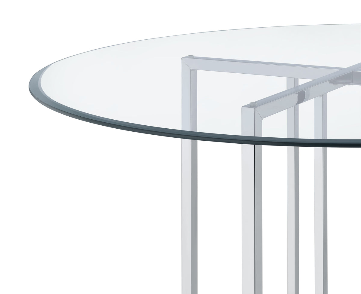 Pace 48-inch Round Glass Top Dining Table - Chrome