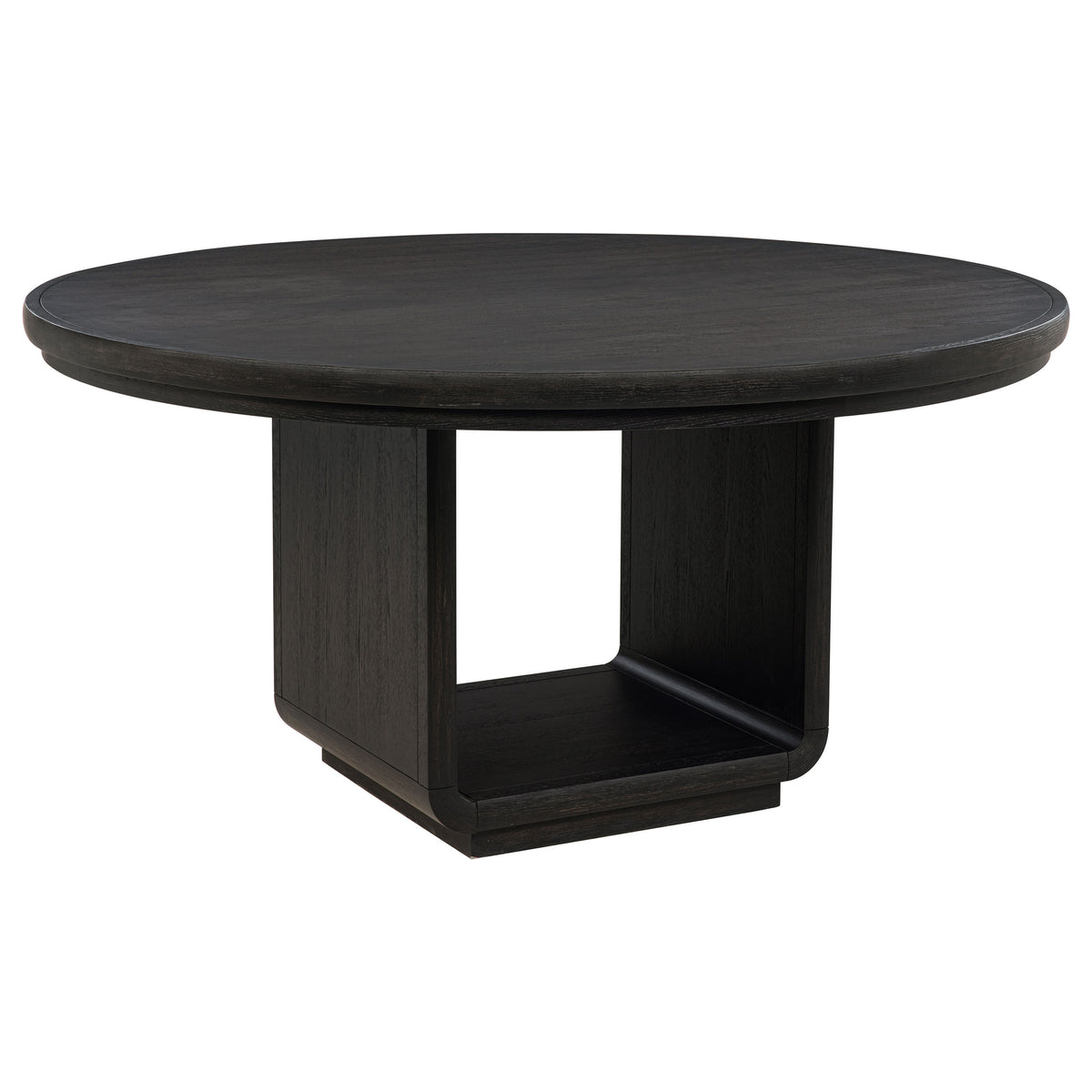 Leandro 7-piece Round Dining Table Set Burnished Black with 6 Arm Chairs