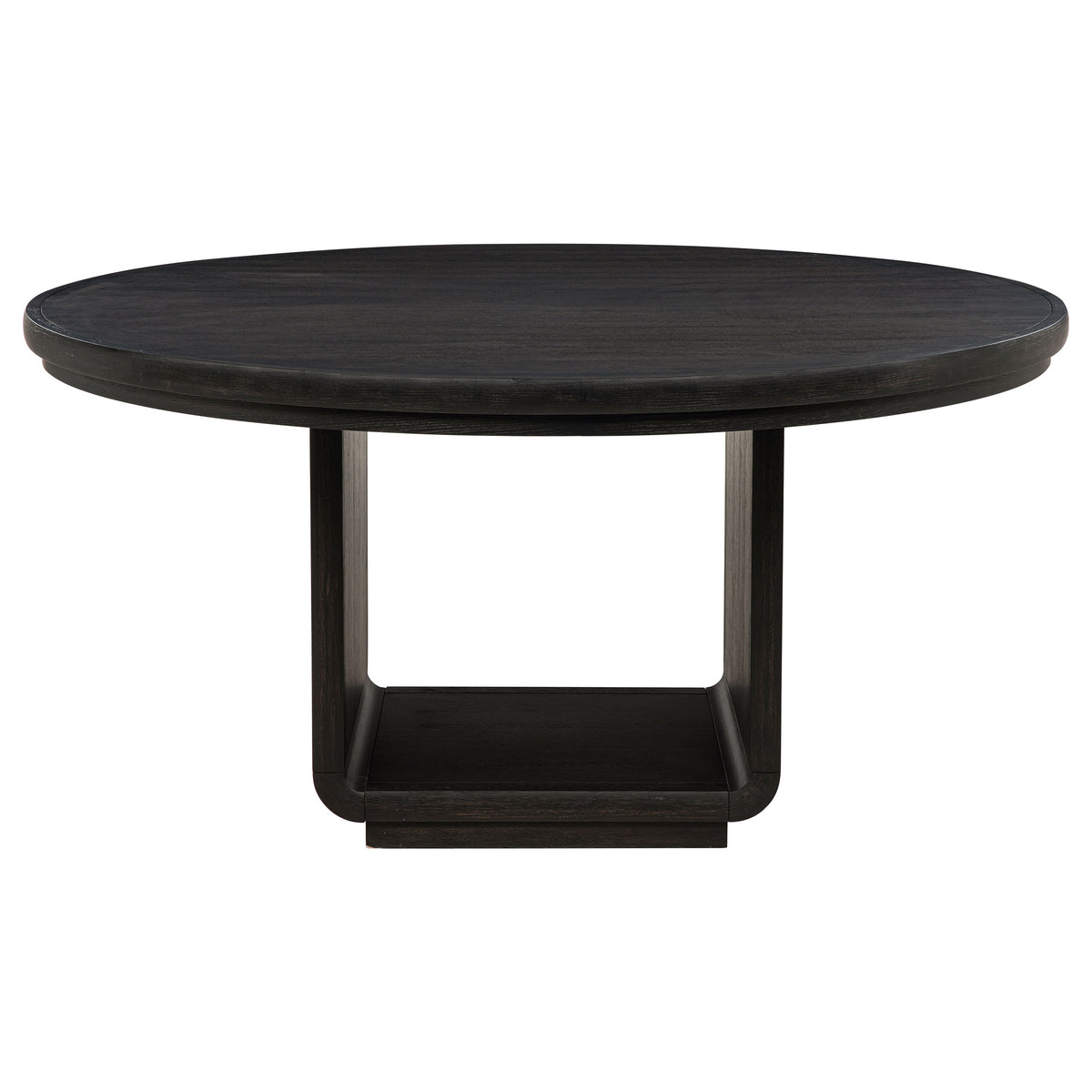 Leandro 7-piece Round Dining Table Set Burnished Black with 6 Arm Chairs