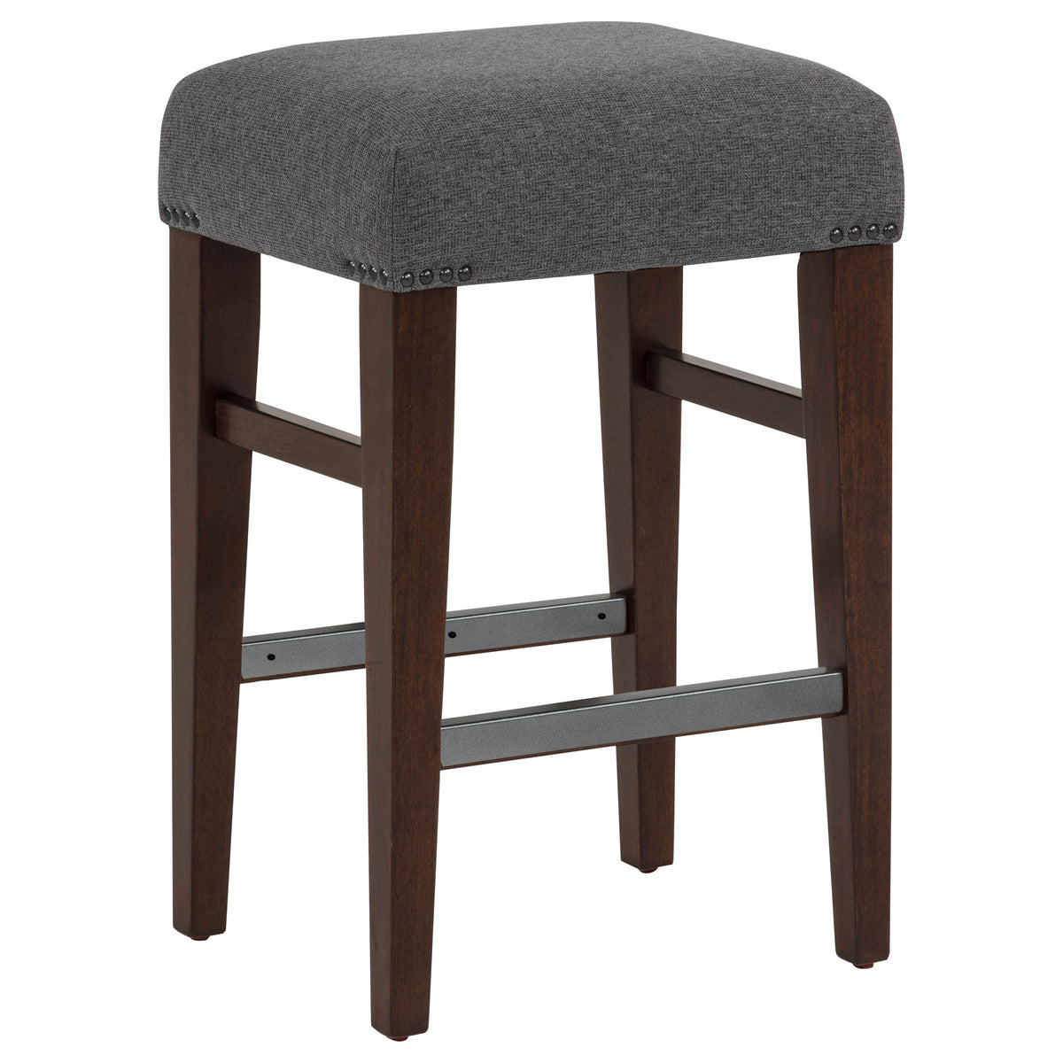 Naser Upholstered Counter Stool (Set of 2) - Dark Walnut