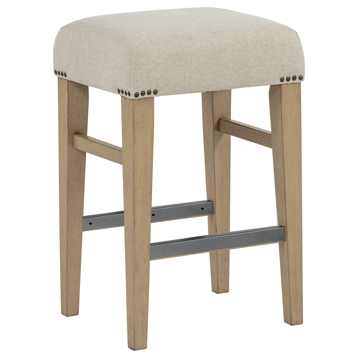 Naser Upholstered Counter Stool (Set of 2) - Light Oak