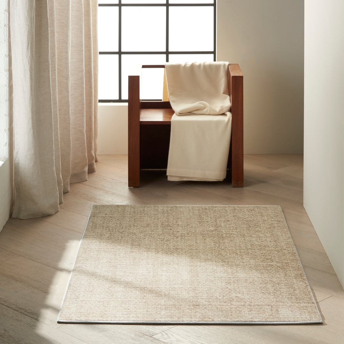 Etched CK71 Ivory Beige Rug - room scene