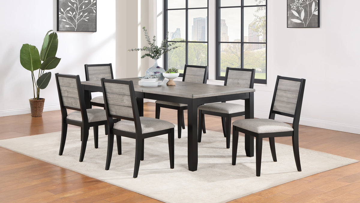 Elodie 7-piece Rectangular Extension Leaf Dining Set Grey and Black