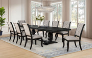 Phelps 9-piece Rectangular Dining Table Set Distressed Noir with 8 Side Chairs