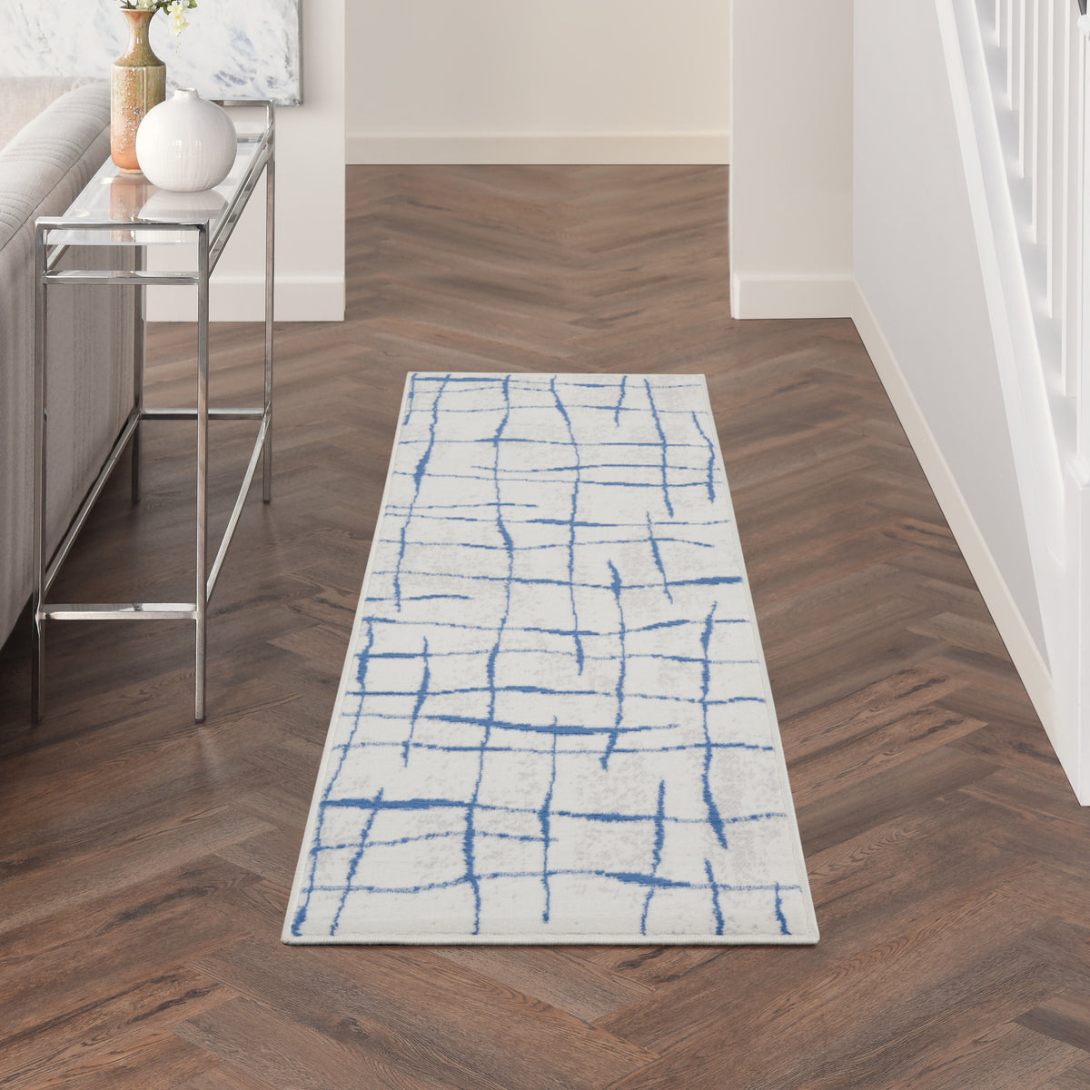 Whimsicle WHS09 Ivory Blue Rug - room scene