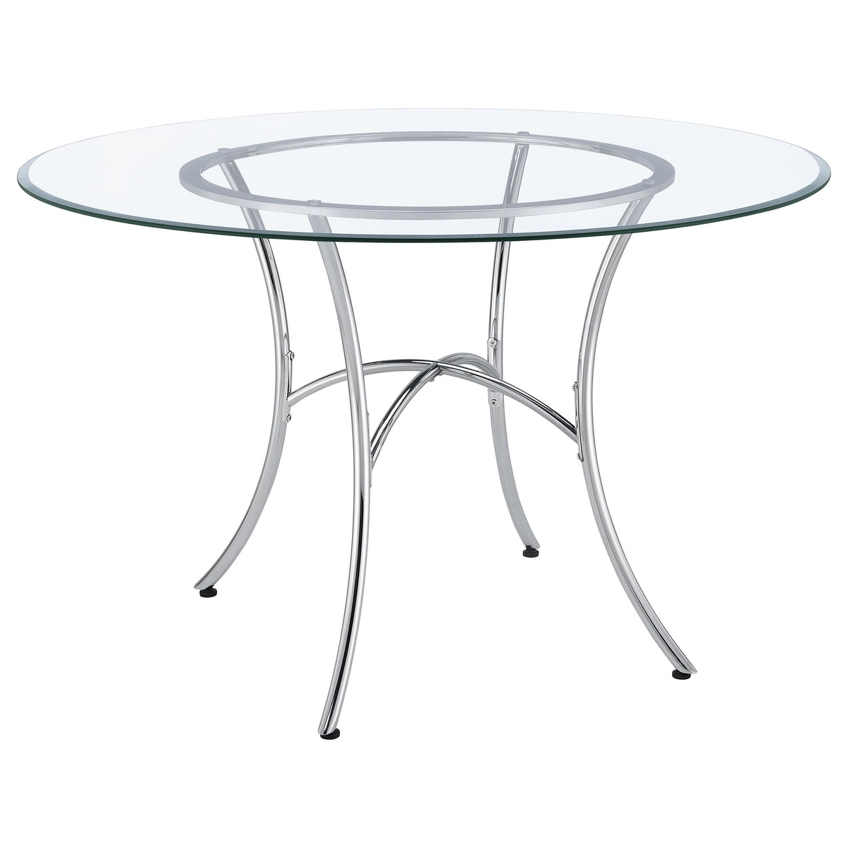 Kline 48-inch Round Glass Top Dining Table - Chrome