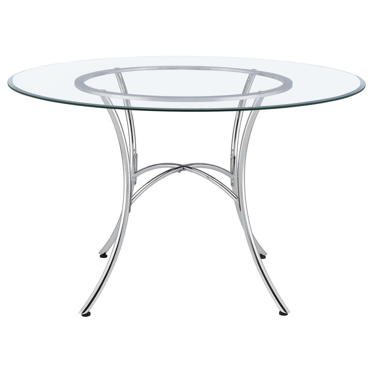 Kline 48-inch Round Glass Top Dining Table - Chrome