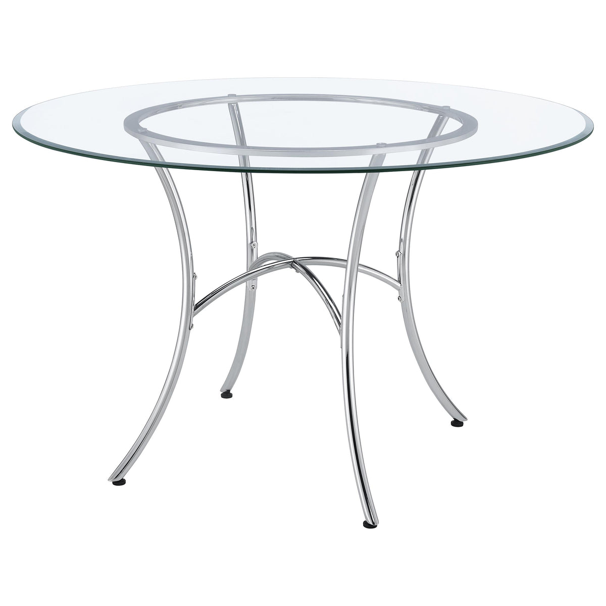 Kline 48-inch Round Glass Top Dining Table - Chrome