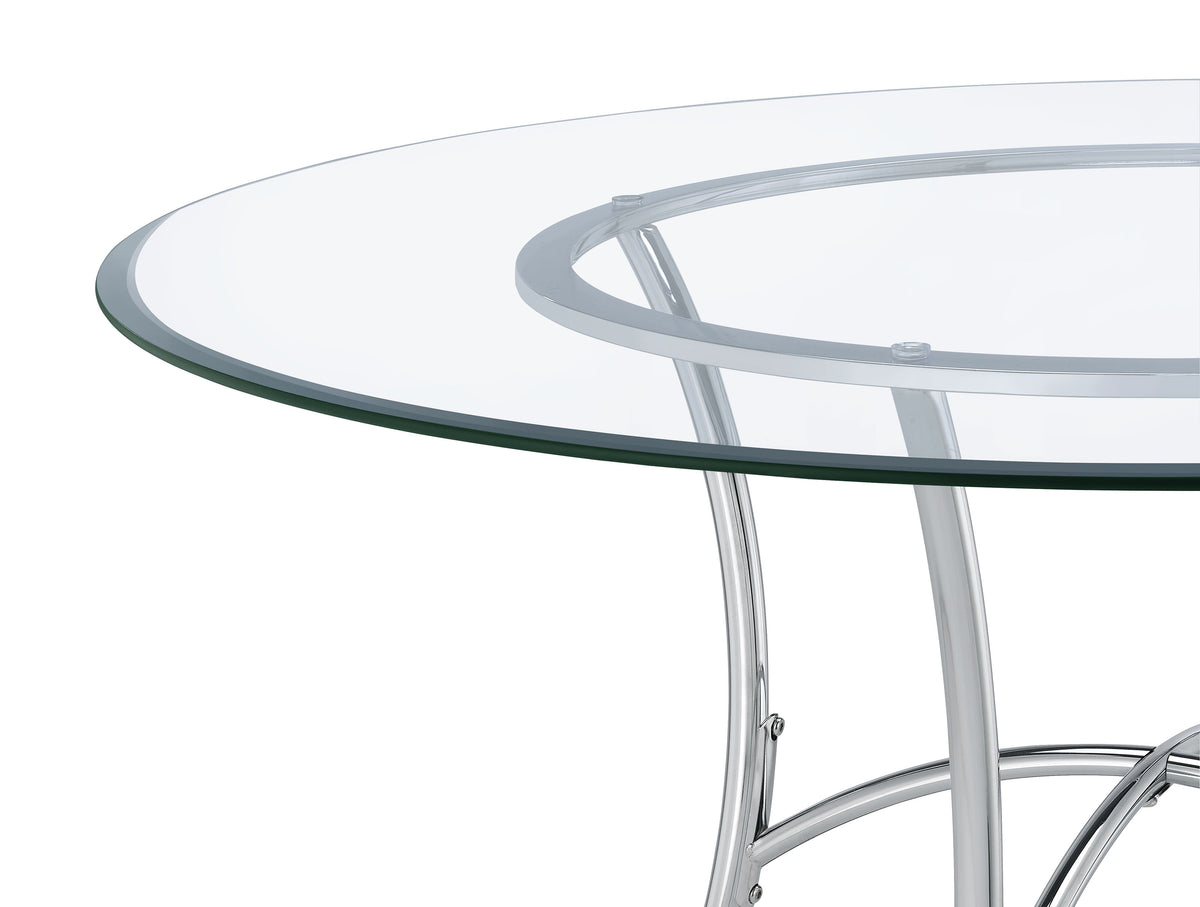 Kline 48-inch Round Glass Top Dining Table - Chrome